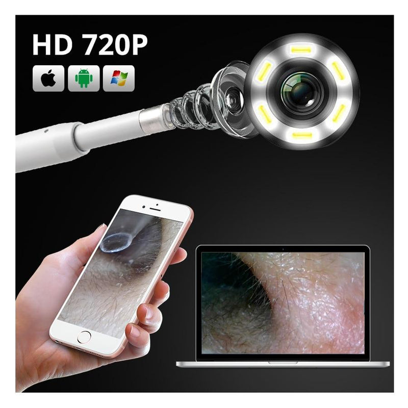 Endoscópio 720p HD wi-fi android windows ios + Otoscópio 6 led