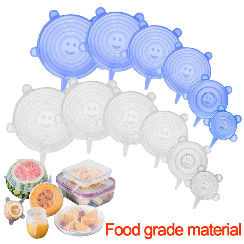 Kit de Tampas de Silicone Reutilizável Universal Elástica Bpa Free