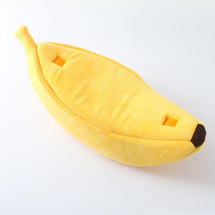 Casa cama em forma de banana quente e aconchegante para animais de estimação.